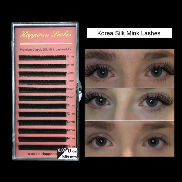 

4 trays eyelash extension volume eye lash supplies individual lash classic soft silk mink lash deep matt natural looking hpness
