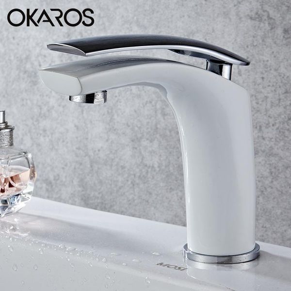 

bathroom sink faucets okaros elegent basin faucet water tap colorful white black brass single handle mixer