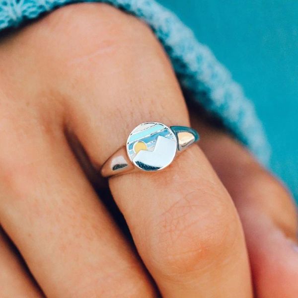 

cluster rings minimalist personality trendy round sunrise seaside wedding engagemen party women's ring decorative accessories set, Golden;silver