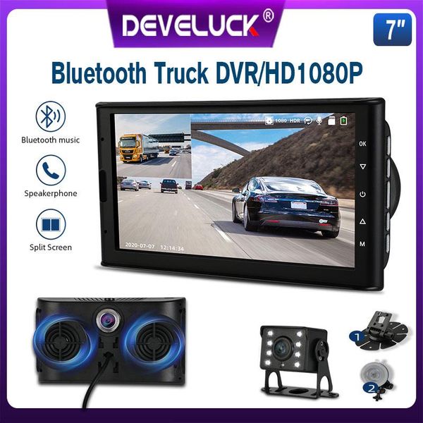 

7-inch bluetooth truck dvr recorder ahd1080p cctv 2-channel split screen monitor front 720p rear 128g simultaneous recording car dvr