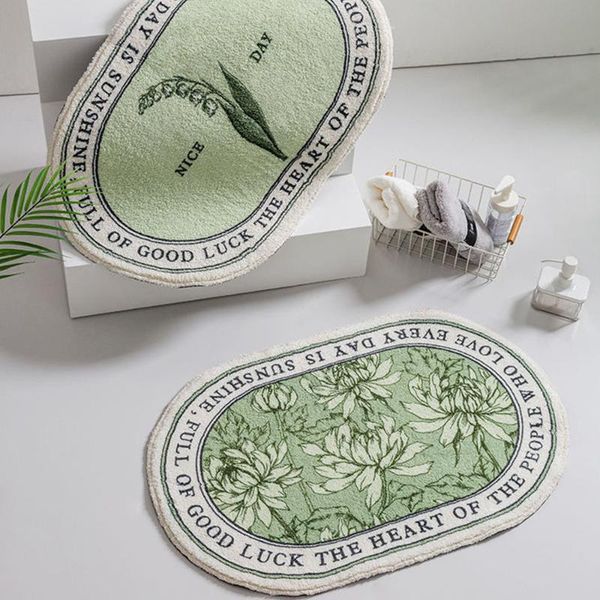 

bath mats 1 piece of oval bathtub side mat soft absorbent machine washable non-slip bathroom door home decoration