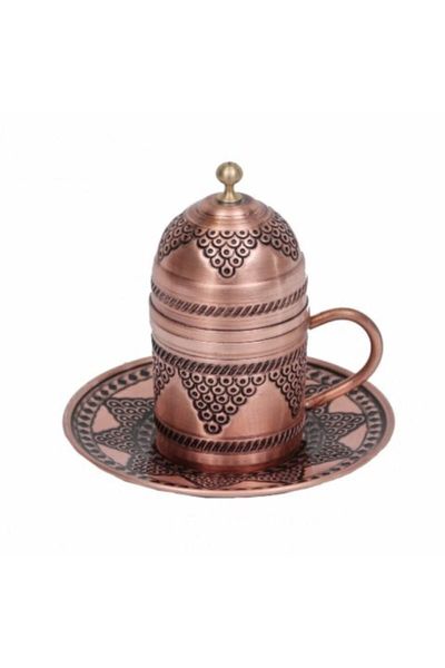 

cups & saucers hand embroidered grape motif copper single cup