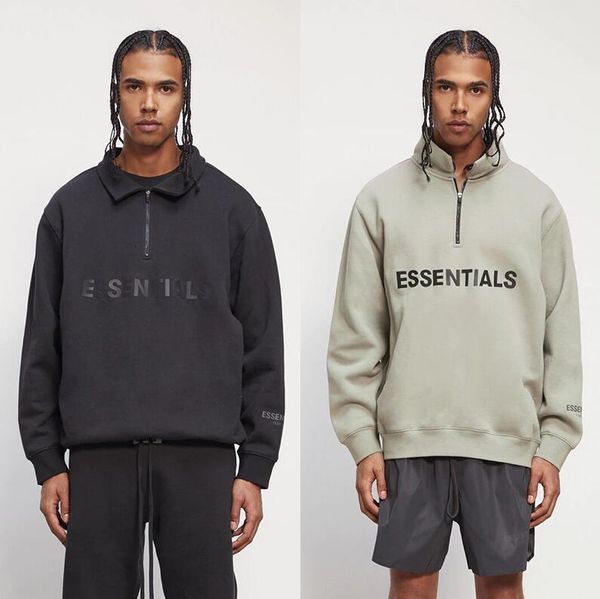 

2021 20ss new hip-hop fog half zipper men women 1:1 high collar hoodie sweatshirts t2ha, Black