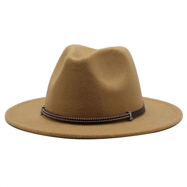 

2021 new fedora autumn fall winter women hat solid wide brim jazz caps formal casual church wedding white felt hats men zmc1, Blue;gray