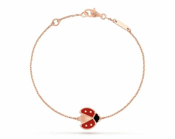 

2021 series ladybug fashion clover charm bracelets bangle chain s925 sterling silver 18k rose gold for women&girls wedding mother's day, Black