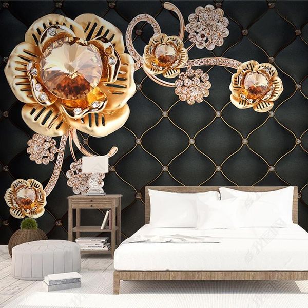 

custom mural wallpaper 3d luxury jewelry soft roll flowers p wall mural living room sofa bedroom home decor papel de parede