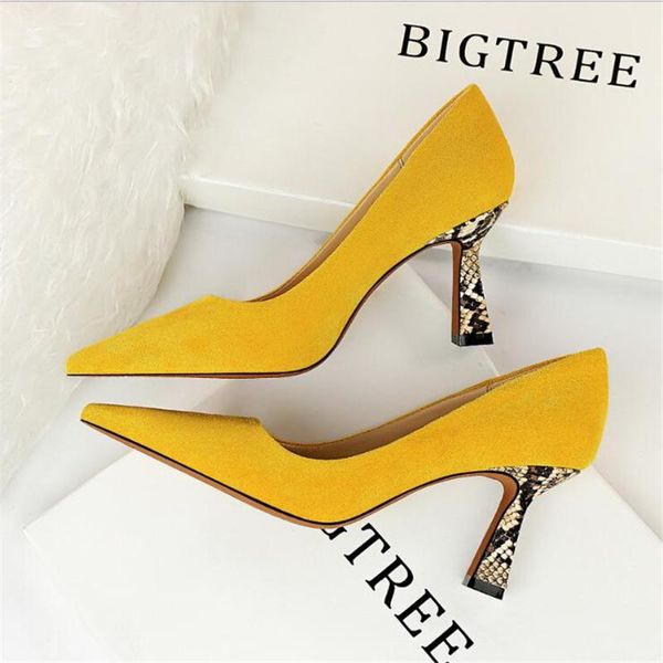 

dress shoes faux suede women pumps high heels fashion lady pointed toe thin ladies 2021 party woman, Black
