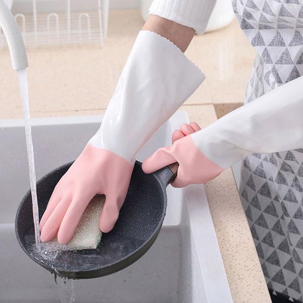 

disposable gloves multifunctional housework cleaning rubber glove, kitchen dishwashing waterproof thick plush warm glove