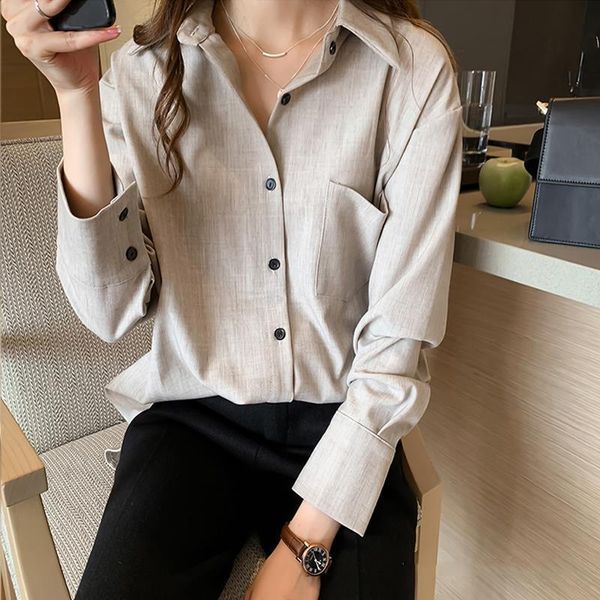 

new arrival women solid batwing sleeve gray blouse batwing long sleeve pockets oversize shirt turn down collar blusa femenina t99201f, White
