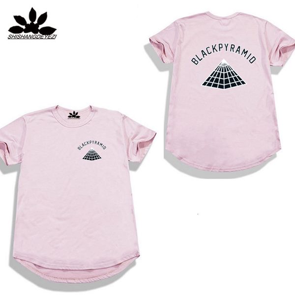 

2021 new high street man black pyramid hip hop short sleeve cotton t-shirt chris brown extended travel tee e9l9, White;black