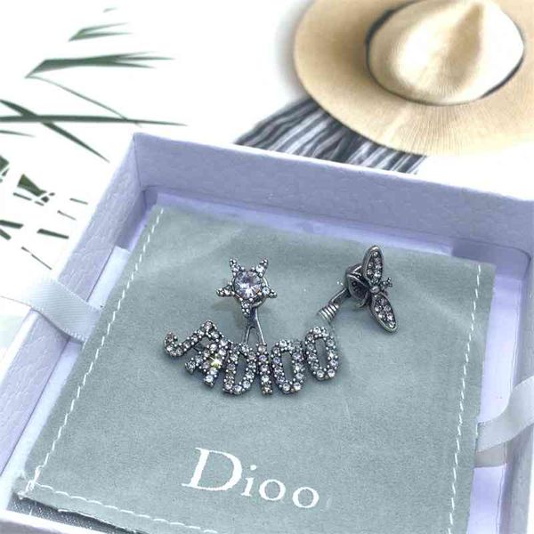

70% off outlet online bag bee star inlaid diamond asymmetric earrings, Golden