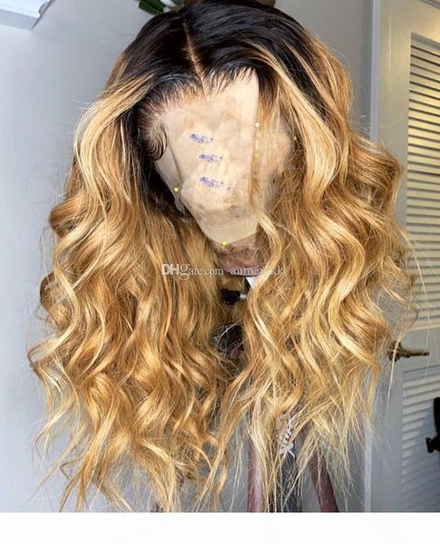 

body wave ombre lace wig 1b #27 full lace wigs human hair 8a unprocessed brazilian lace front wigs baby hair for black women, Black;brown
