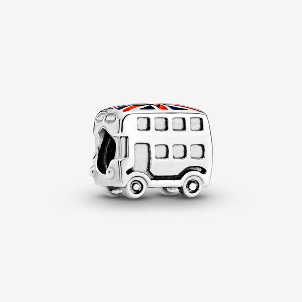 

genuine new arrival 100% 925 sterling silver london bus charm with union jack flag fit pandora original european charm bracelet fashion jewe, Bronze;silver