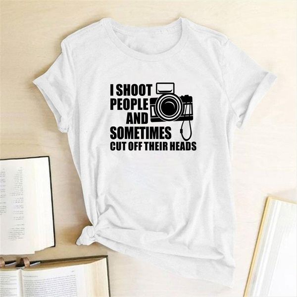 

i shoot people letter women t shirts print tshirts cotton graphic aesthetic clothes korean style harajuku, White