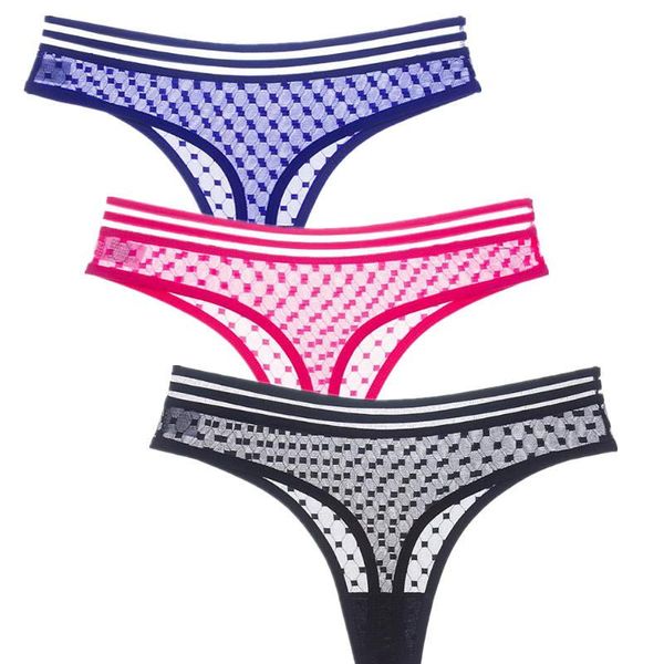

random 5pcs women lace g string thongs panties seamless mesh transparent panties dropshipping underwear women, Black;pink