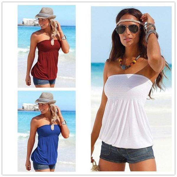 

streetwear women t shirt 2021 new summer backless strapless beach tees plus size blue black white female t shirts