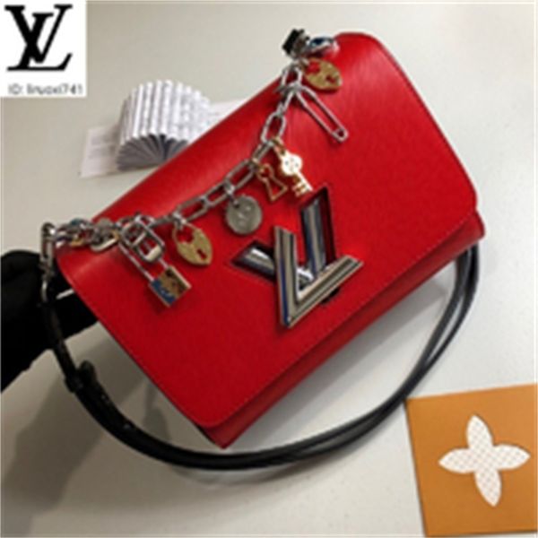 

brand designer luxury reof m52894 lock chain charm shoulder bag red women handbags iconic bags handles shoulder bags totes cross body ba, Red;black