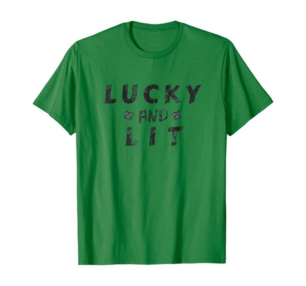 

st patrick's day lucky lit drinking funny shirt, st paddy, White;black