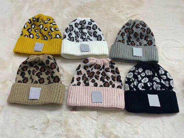 

customs-made double layers beanies autumn winter leopard jacquard warm men women skull caps outdoor knitted hats with original tag, Blue;gray