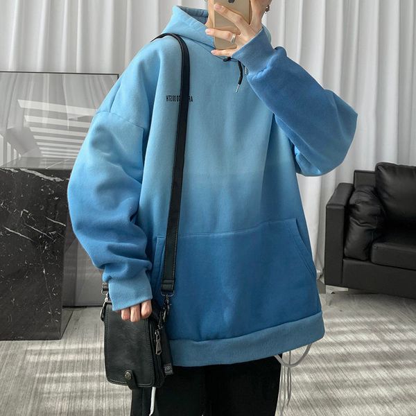 

2021 gradients korean men hoodies streetwear autumn men's hooded sweatshirts brand man japanese casual pullovers oversized go2n, Black