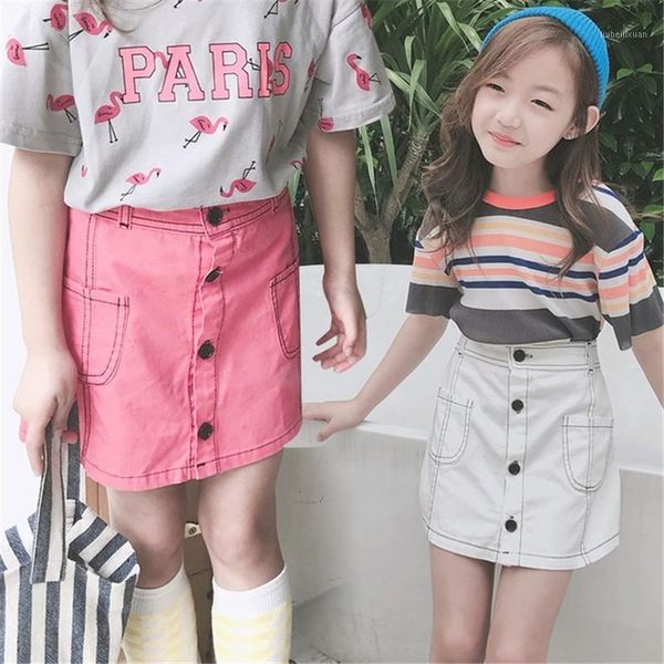 

skirts 4 5 6 7 8 9 y big girls skirt cotton casual single-breasted buckle baby for pettiskirts pocket1, Blue