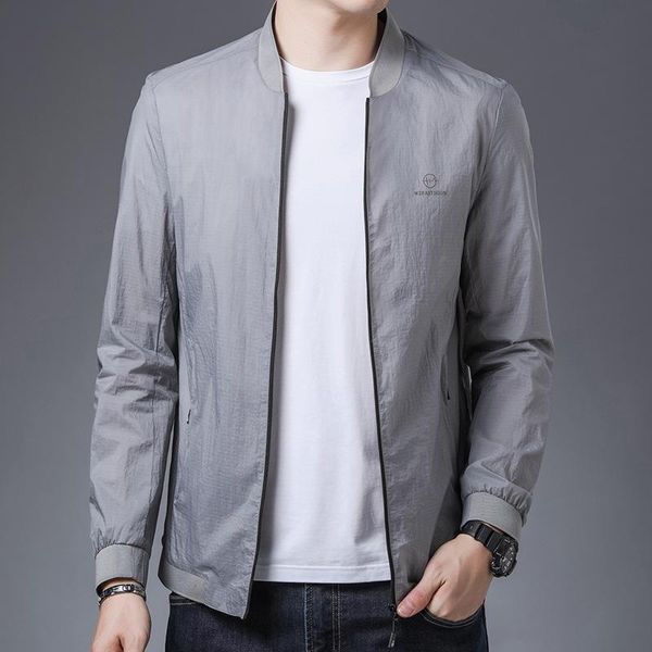 

men's jackets summer thin jacket long sleeve breathable quick drying 2021 korean leisure waterproof coat, Black;brown