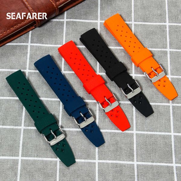 

premium-grade tropic rubber watch strap 20mm 22mm for seiko srp777j1 new watch band diving waterproof bracelet black color h0915, Silver