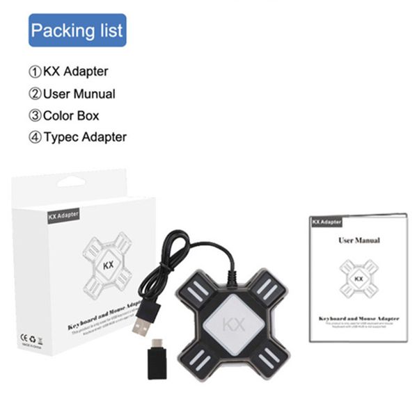 100 % Original KX USB Game Controller Adapter Konverter Videospiel Tastatur Maus Adapter für Nintendo Switch/Xbox/PS5/PS4/PS3