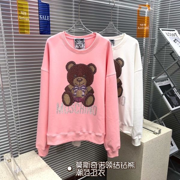 

brand hoodie 21fw newborn england hoodies moshnos colorful drill bear sweatshirt couple casual street outdoor men women pink white sweatshir, Black