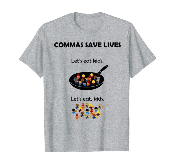 

commas save lives funny grammar shirt, White;black