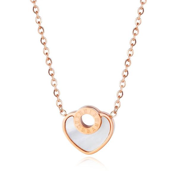 

chokers firebros 2021 rose gold silver color stainless steel shell heart pendant necklace choker collar women jewelry gift gx1640, Golden;silver