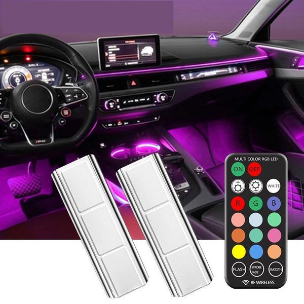

interior&external lights universal car interior atmosphere decoration light foot decorative rgb led lamp remote control ambient