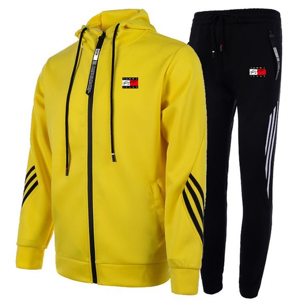 

men's vests football sets zipper hoodie+pants two pieces casual tracksuit male sportswear gym brand clothing sweat suit zlzm, Black;white