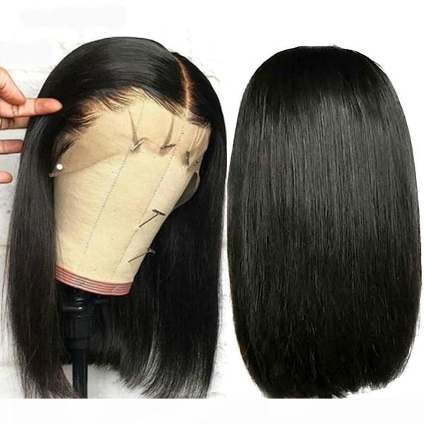 

shows shine bob wig brazilian straight short lace front human hair wigs for black women pre plucked with baby hair remy hair, Black;brown