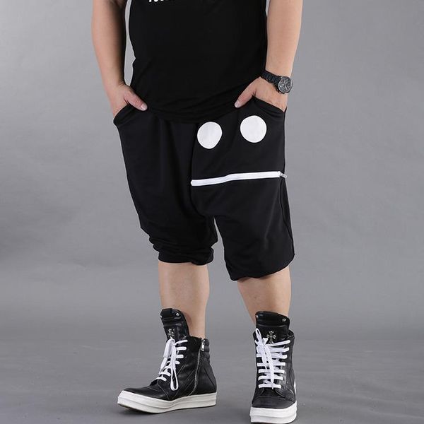 

mens plus size 7xl 8xl summer low drop crotch shorts new hip hop baggy harem shorts sweat loose skateboard, White;black