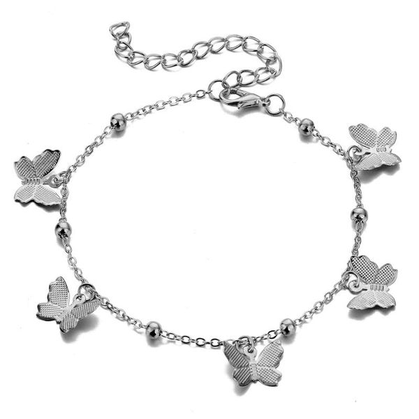

beaded, strands yayi jewelry fashion butterfly anklets for women gold silver color chain ankle bracelet on the leg beach bohemian foot, Black