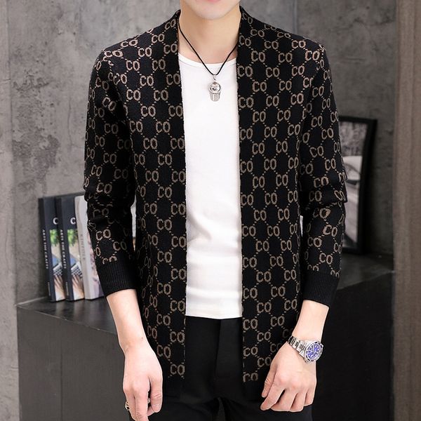 

knit sweater spring and autumn s men's cardigans wear outerwear trend coat cloak fashion trendy wear, White;black