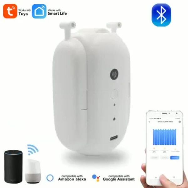 

smart home control tuya bluetooth automatic curtain driver robot life alexa google for roman rod i type u curtains track