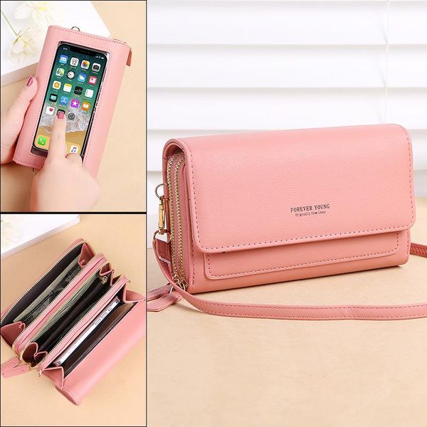 

shoulder bags brand design cellphone wallet for women small bag transparent touch creen phone pocket mini pu leather female purse