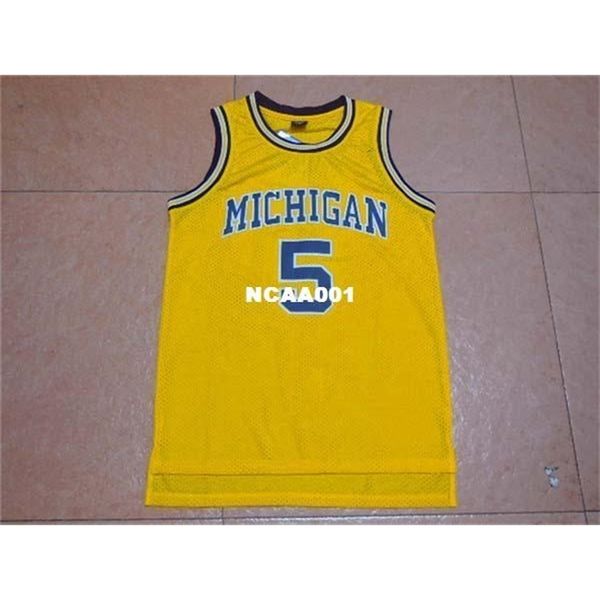 

vintage no. 5 michigan state jalen rose yellow jersey, 21ss rev30 stitched college jersey, authentic jersey mesh, Black