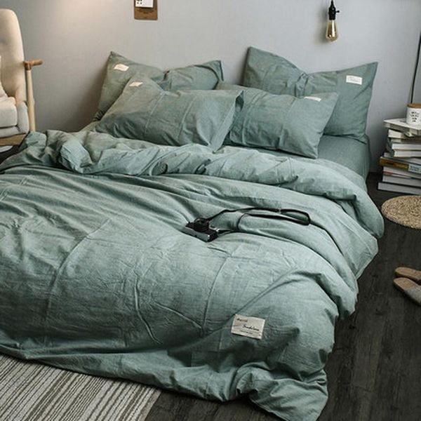 

bedding sets nordic style four-piece cotton 100 washed ins duvet cover dormitory si-piece bed sheet