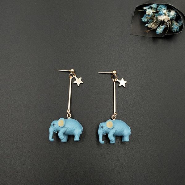 

dangle & chandelier creativity sweet and cute ethnic style thai blue resin elephant drop earrings women's party wedding fashion accesso, Silver