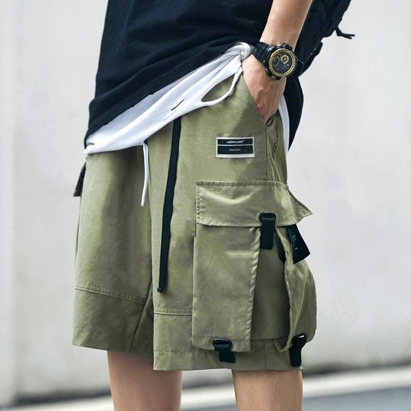 

men's shorts male loose print letter man military short pants mens hip hop casual pocket men streetwear cargo, White;black