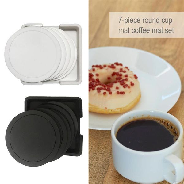 

mats & pads 7pcs non-slip silicone drinking set cup mat round coffeee tableholder for home office