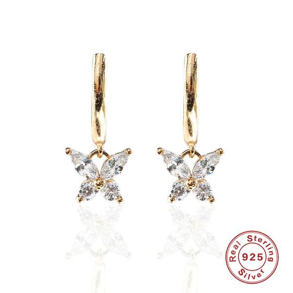 

hoop & huggie boako 925 sterling silver animal butterfly pendientes mujer earrings for women jewelry circle earring rock punk, Golden;silver