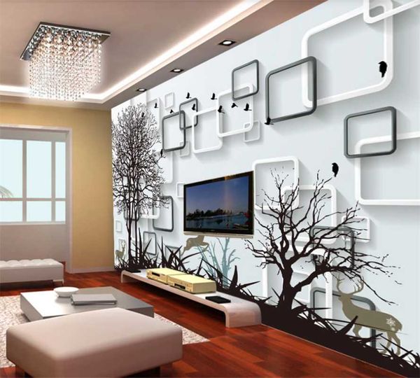 

wallpapers xuesu custom wallpaper 8d mural stereo 3d abstract tree elk tv background wall