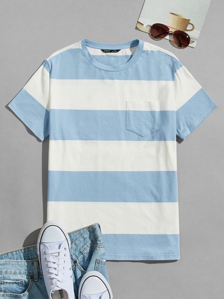 

men pocket patched colorblock tee u71f#, White;black