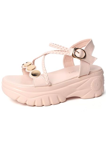 

dress shoes sandals women flat 2021 summer bottom sports thick casual word belt roman, Black