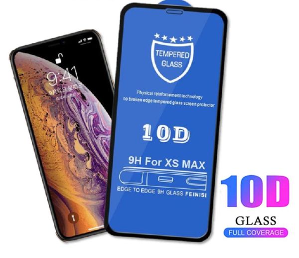 

for iphone 12 10d screen protector for iphone 11 pro max xs x 8 7 6 6s plus se 2 full coverage cover curved tempered glass film