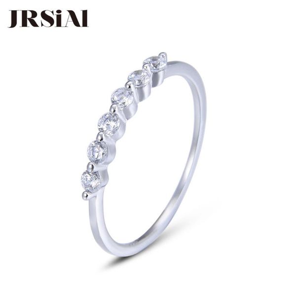 

cluster rings jrsial 925 sterling silver jewelry zircon ring korean fashion simple thin section tail, Golden;silver